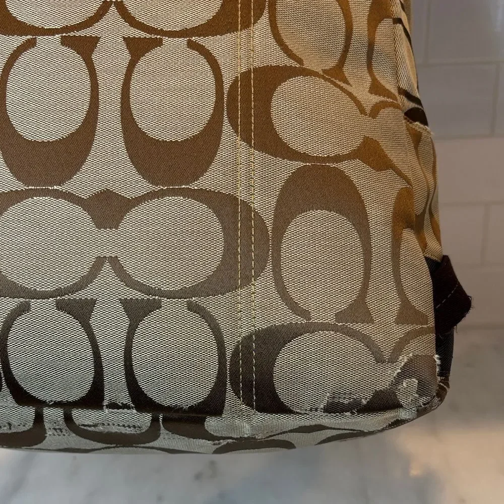 Coach Backpack Purse Vintage Jacquard Signature Logo Stripe Large Backpack - HTF